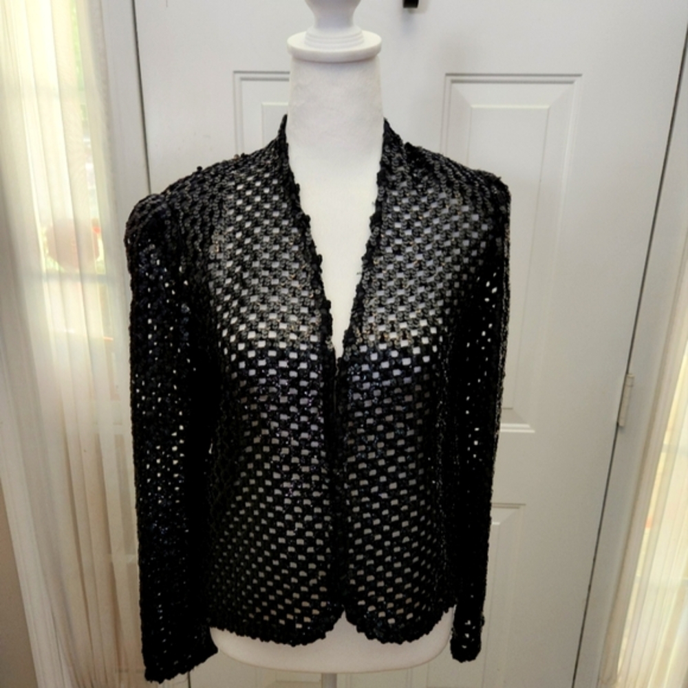 Vintage 1980's Black Sequin Cardigan Jacket